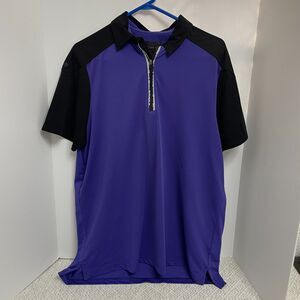 J by Jamie Sadock Mens L Short Sleeve 1/4 Zip Golf Polo Shirt Purple Black